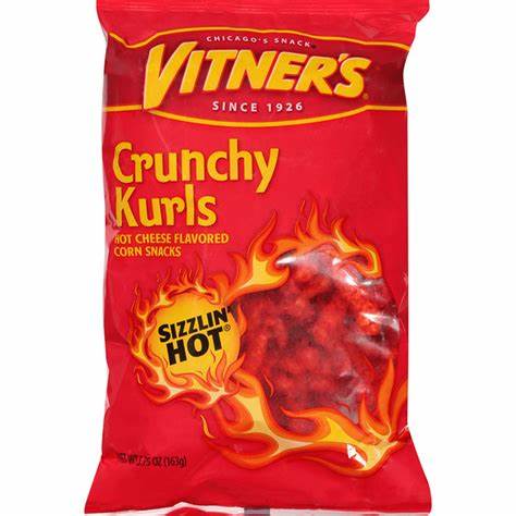 Vitners Flaming Hot Cheese Crunchy Curls 30 Pack 1oz Bags